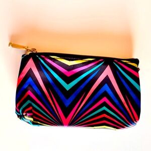 KESTREL Cosmetic Bag w Black & Neon Chevron Makeup Bag Clutch